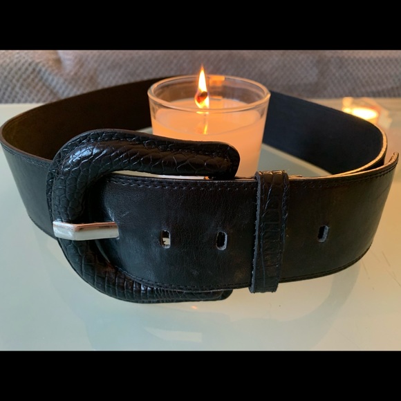 Vintage belt black leather new - Picture 2 of 3